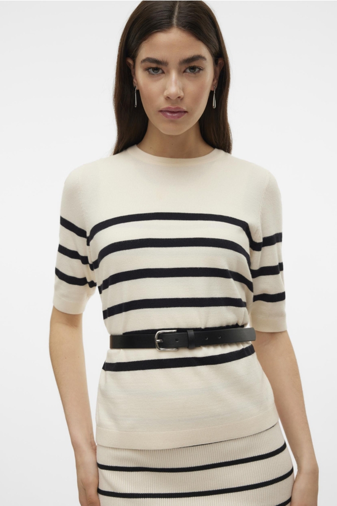 VMSABA PLAIN SS O-NECK PULLOVER GA 10306829 BIRCH/W BLACK